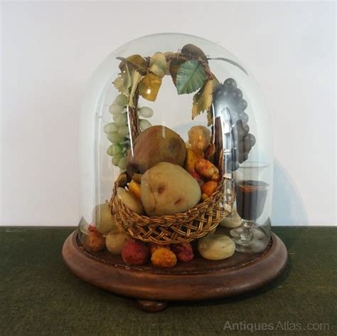 Antiques Atlas - Large Victorian Wax Fruit Basket Under Glass Dome ...