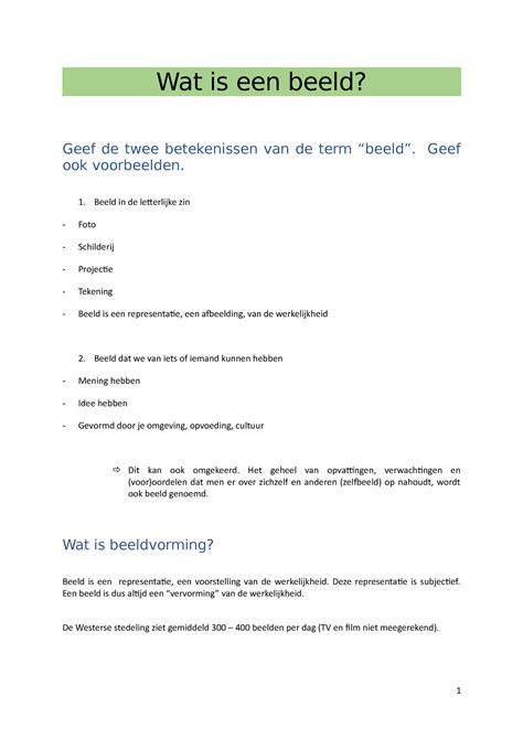 Samenvatting Taalbeschouwing Wat Is Een Beeld Geef De Twee