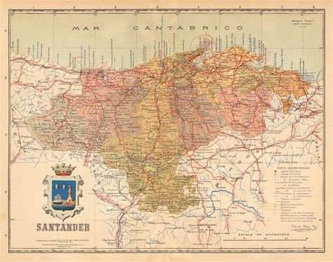 Cantabria Santander Mapa Antiguo De La Provincia Alberto Martin C