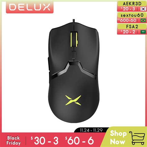 Delux M800BU Ratón para juegos ultraligero PMW3389 16000DPI Ratón para