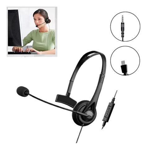 Fone De Ouvido Headset Microfone Saída P2 Usb Telemarketing