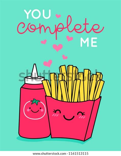 Cute French Fries Ketchup Illustration Text Stock Vector (Royalty Free) 1161513115