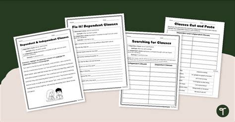 Independent And Dependent Clauses Worksheet Pack Teach Starter