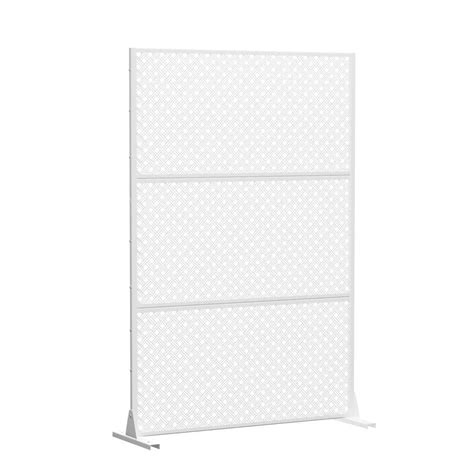 Jason 72 in. Galvanized Steel Garden Fence Outdoor Privacy Screen Garden Screen Panels in White ...