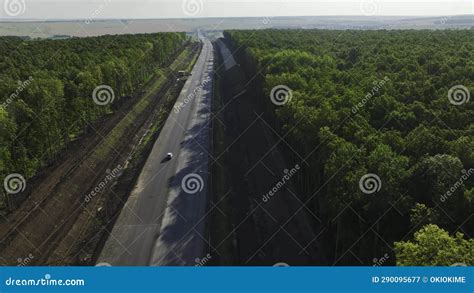 New Freeway Stretches To Horizon Among Dense Green Forests Stock Video