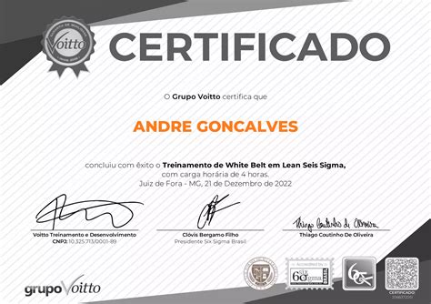 Certificado Treinamento De White Belt Em Lean Seis Sigma Pdf