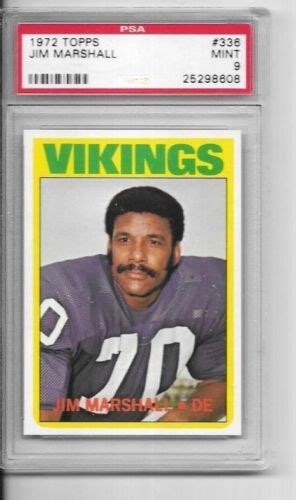 1972 Topps 336 Jim Marshall HOF Vikings PSA 9 MINT EBay