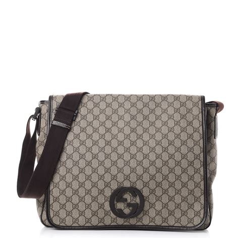 Gucci Gg Plus Monogram Interlocking G Large Messenger Bag Brown 267521