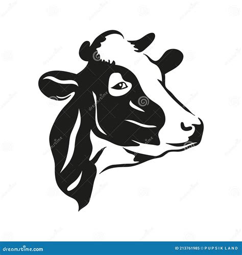 Silhouette of a Cow Head Black. Stock Illustration - Illustration of ...