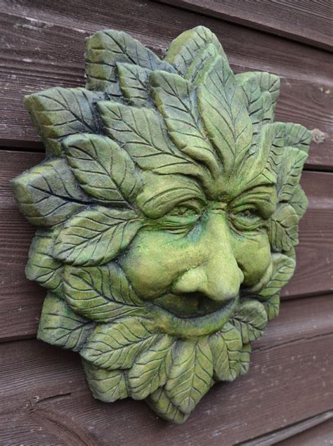 Large Wise Happy Green Man Decorative Wall Plaque Etsy