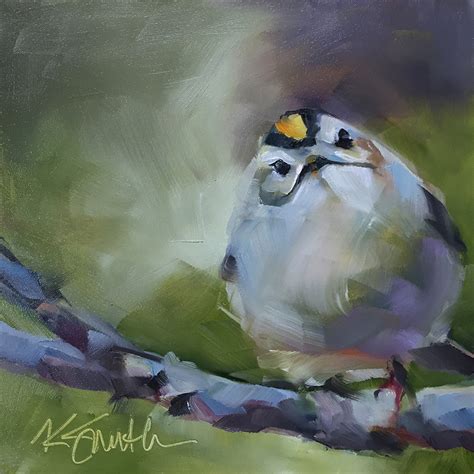 Kim Smith Fine Art Golden Crowned Kinglet Original Oil Painting