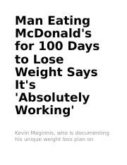 Eating McDonald S For 100 Days To Lose Weight A Unique Weight Course