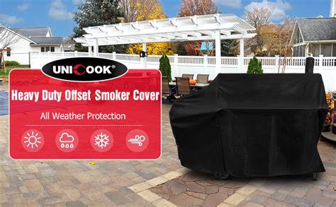 Unicook Offset Smoker Cover 60 Inch Outdoor Heavy Duty Waterproof Charcoal Grill