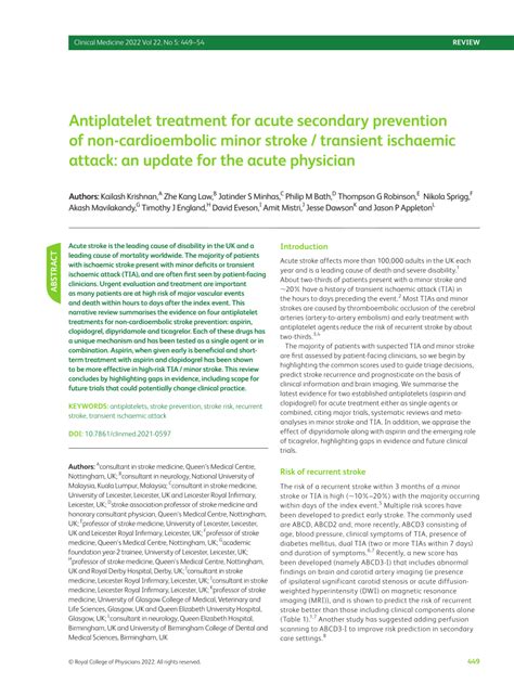 Pdf Antiplatelet Treatment For Acute Secondary Prevention Of Non