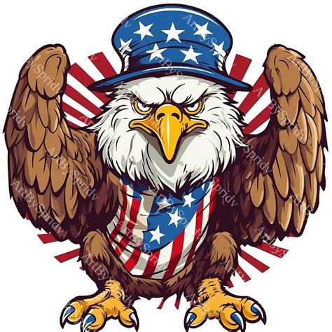 American Eagle Flag Clipart Patriotic Sublimation Design For T Shirts