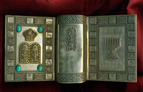 Jewish Bible Tanakh Ornate Silver Plate Turquoise Brass Covenant And Torah 1725369111