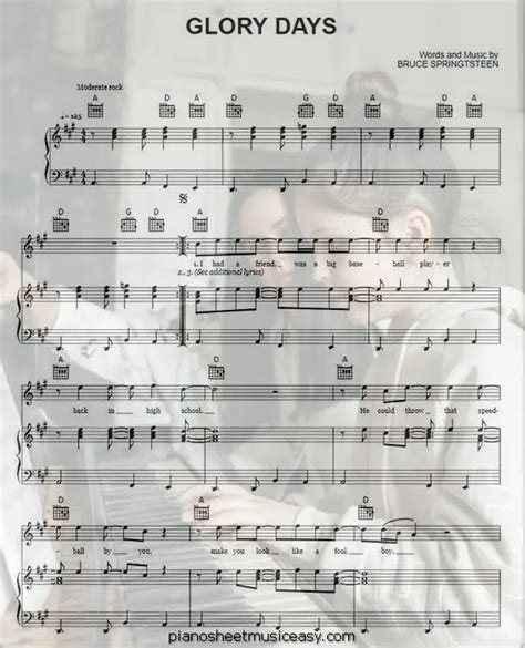 glory days sheet music - A Major