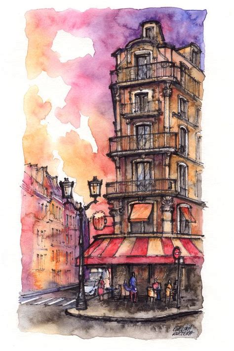 Paris Cafe By Kot Filemon Deviantart Watercolour Size A Dd