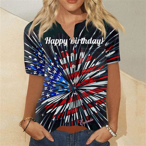 Dengdeng 4th Of July T Shirts For Women Short Sleeve 2024 Usa Flag Print Independence Day Tops