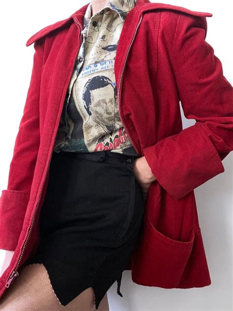 1940s 1950s Red Corduroy Swing Jacket Gem