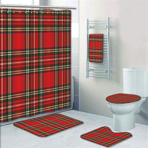 PRTAU Red Plaid European Western Culture Inspired Abstract Tartan Motif