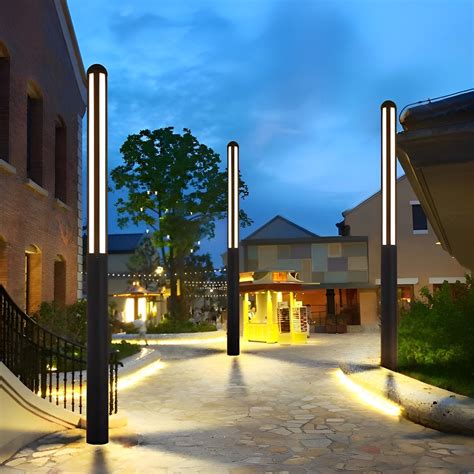 Elegance Minimalist Waterproof Led Black Modern Outdoor Pole Lights Street Lighting Pillar Lamp