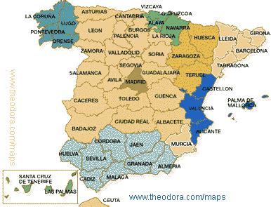 Regions of Spain, map for planning your holiday in spain, Spain Region ...