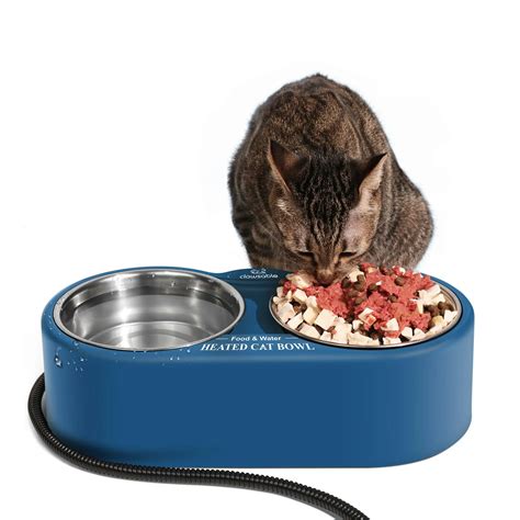 Dual Heated Pet Bowl Stainless Steel Warm Pet Bowl Clawsable