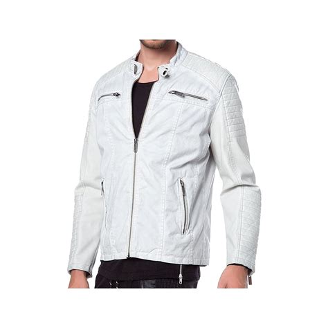 Red Bridge Herren Denim Biker Jacke Kunst Lederjacke Jacket Beige M6 € 4999