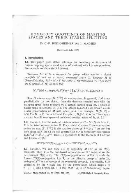 PDF Homotopy Quotients Of Mapping Spaces And Their Stable Splitting