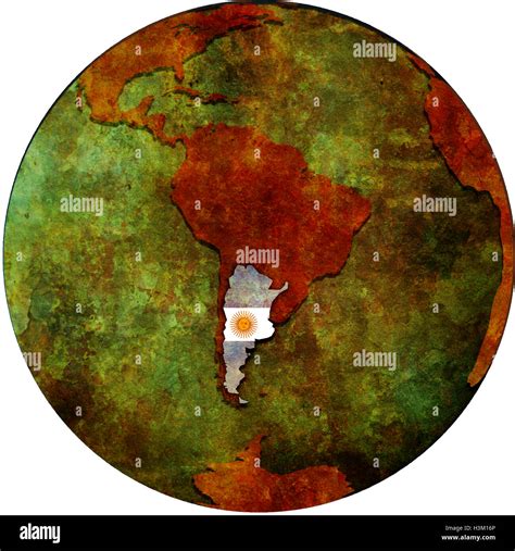 Bandera De Argentina En El Mapa Del Globo Terrestre Fotografía De Stock Alamy