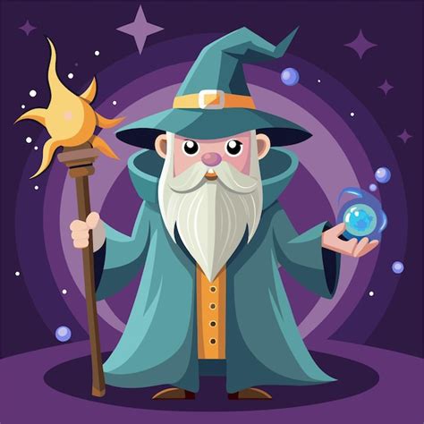 Premium Vector A Cartoon Image Of A Wizard Holding A Magic Wand