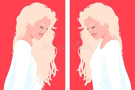 Portrait Of A Woman With Long Blonde Hair Stock Vector Illustration Of Beautiful Fashion