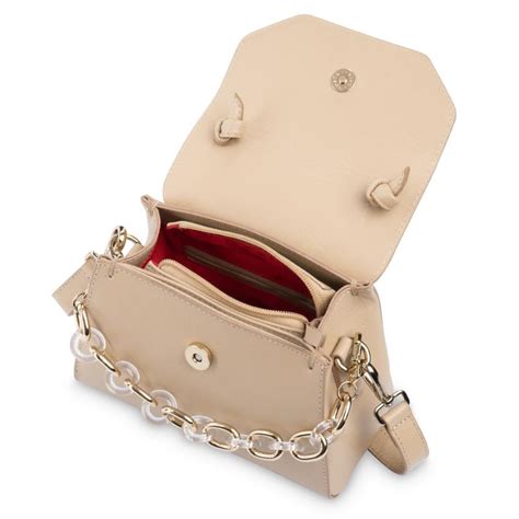 BOLSA COURO LEGÍTIMO BAÚ CORRENTE NUDE AREIA Bege