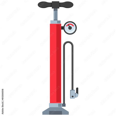 Bike Pump With Gauge Vector Cartoon Illustration Isolated On A White Background Stock