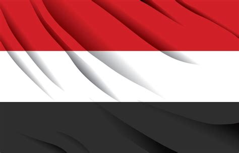 Premium Vector Yemen National Flag Waving Realistic Vector Illustration