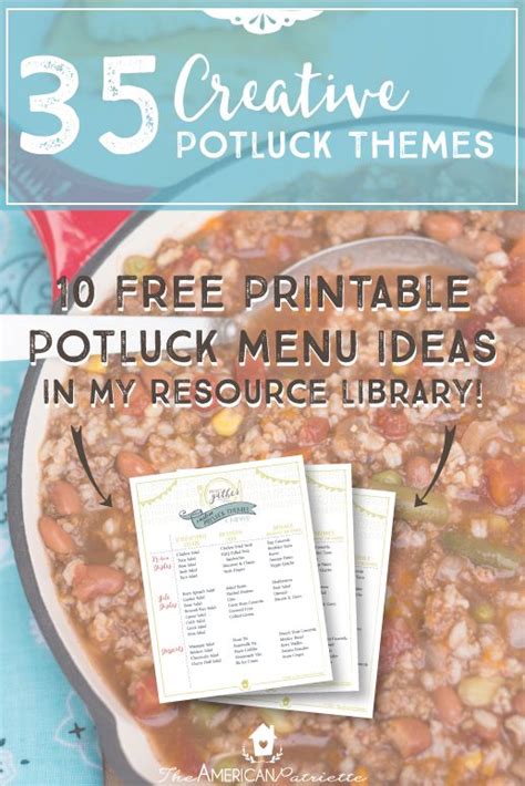 Creative Potluck Themes Free Potluck Printables Potluck