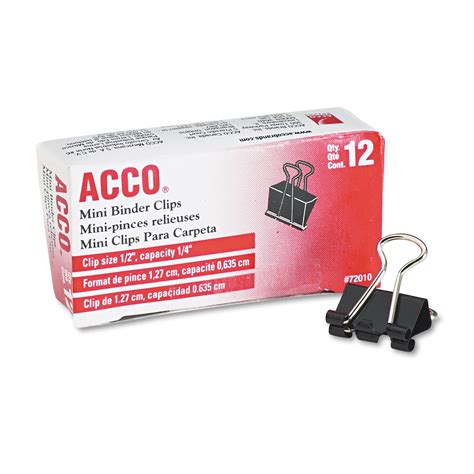 Acco Binder Clips Mini Blacksilver Dozen