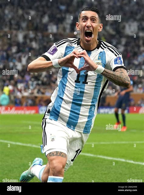 Argentinas Angel Di Maria Celebrates Scoring Their Sides Second Goal