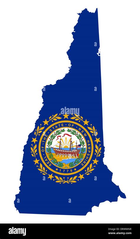 State Of New Hampshire Flag Map Isolated On A White Background Usa