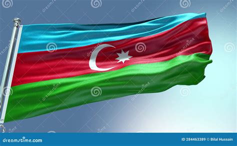 4k Renderize O Vídeo Da Bandeira Do Azerbaijão Acenando No Vento