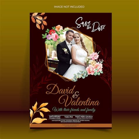 Premium Vector A Wedding Poster For A Wedding With A Picture Of A Couple