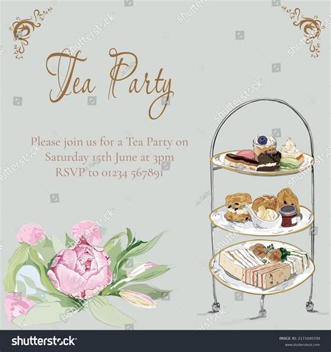 Tea Party Invitation Vector File Stock Vector (Royalty Free) 2171640709 ...