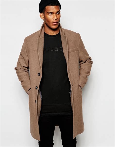 Asos Wool Overcoat In Light Tan In Brown For Men Lyst