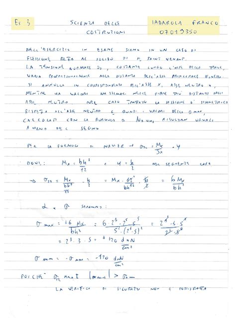 Elaborato 3 F7 Scienza Delle Costruzioni Esercizi Di Scienza Delle