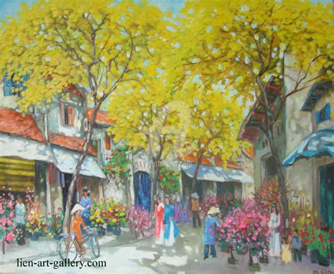 A Peaceful Corner Of Hanoi Original Landscape Oil Painting Size 90 X110