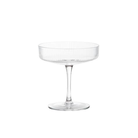 Clear Ribbed Glassware Champagne Saucer Hire In Style