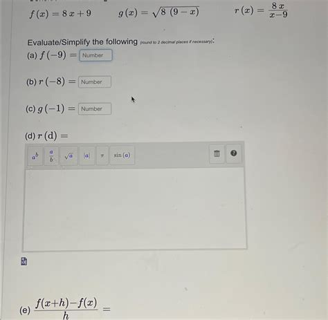 Solved F X 8x 9 G X 8 9 X 2 R X 8xx 9evaluate Simplify