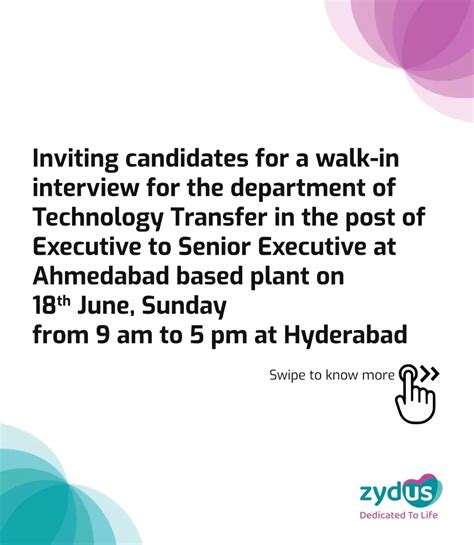 Zydus Lifesciences Limited Walk In Interview For Technology Transfer