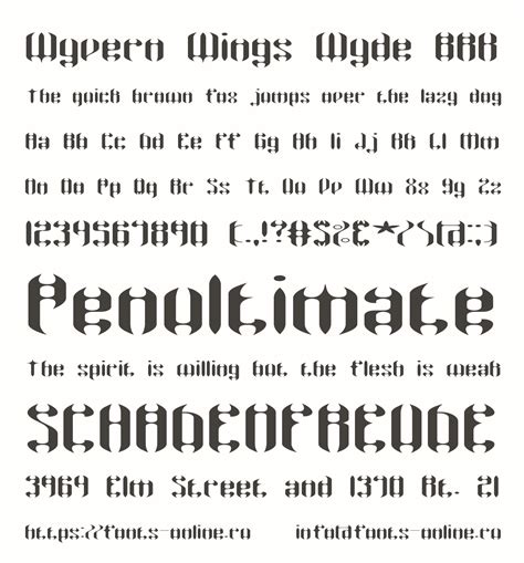 Wyvern Wings Wyde Brk Font